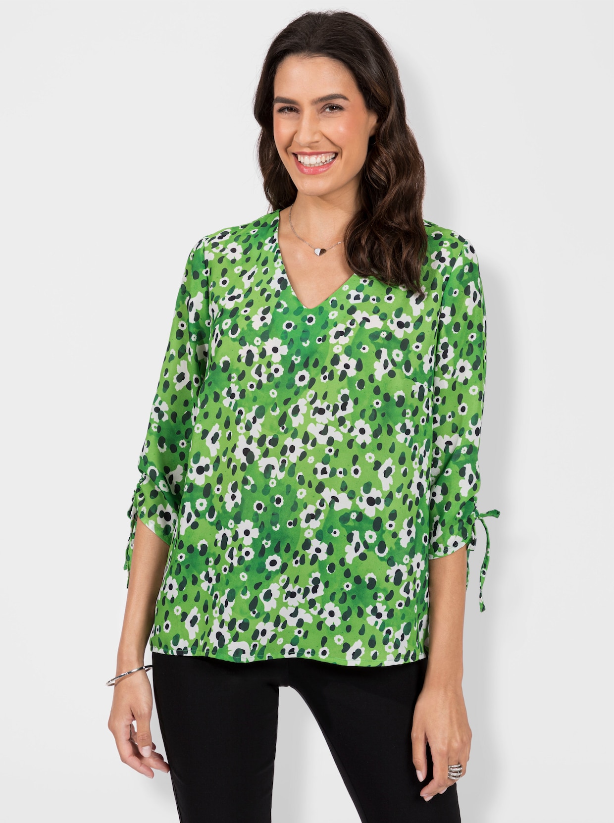 Blouse - appelgroen bedrukt