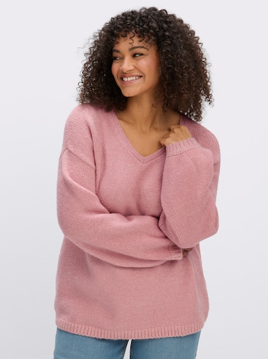 sheego V-Ausschnitt-Pullover mit Ballonärmeln - hortensie-meliert