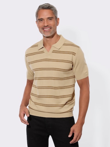 Polopullover mit Streifenmuster - beige-braun