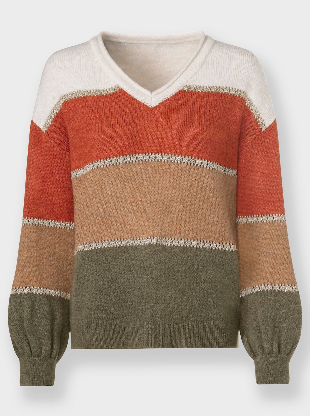 heine Streifenpullover - khaki-terra-meliert