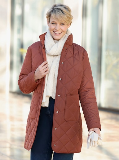 Longjacke mit quadratischem Steppmuster - rotbraun