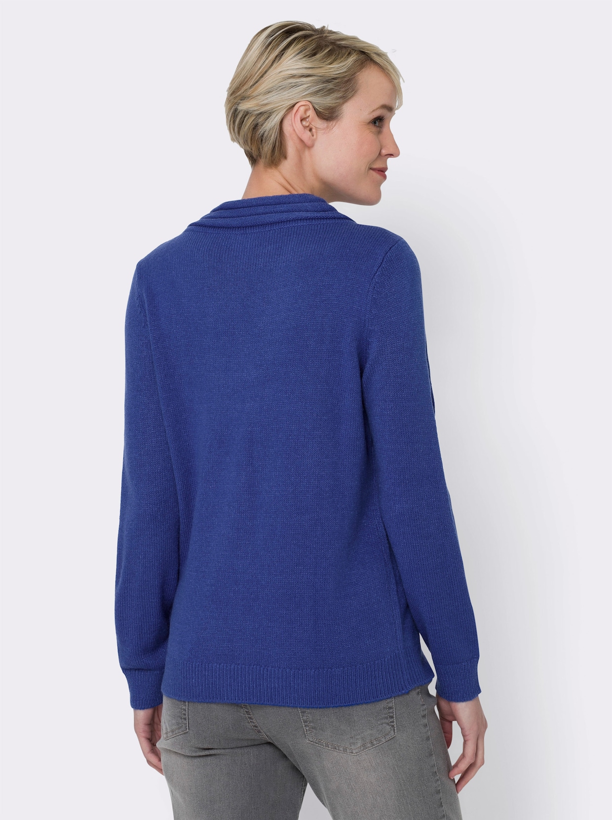 Pullover met V-hals - koningsblauw