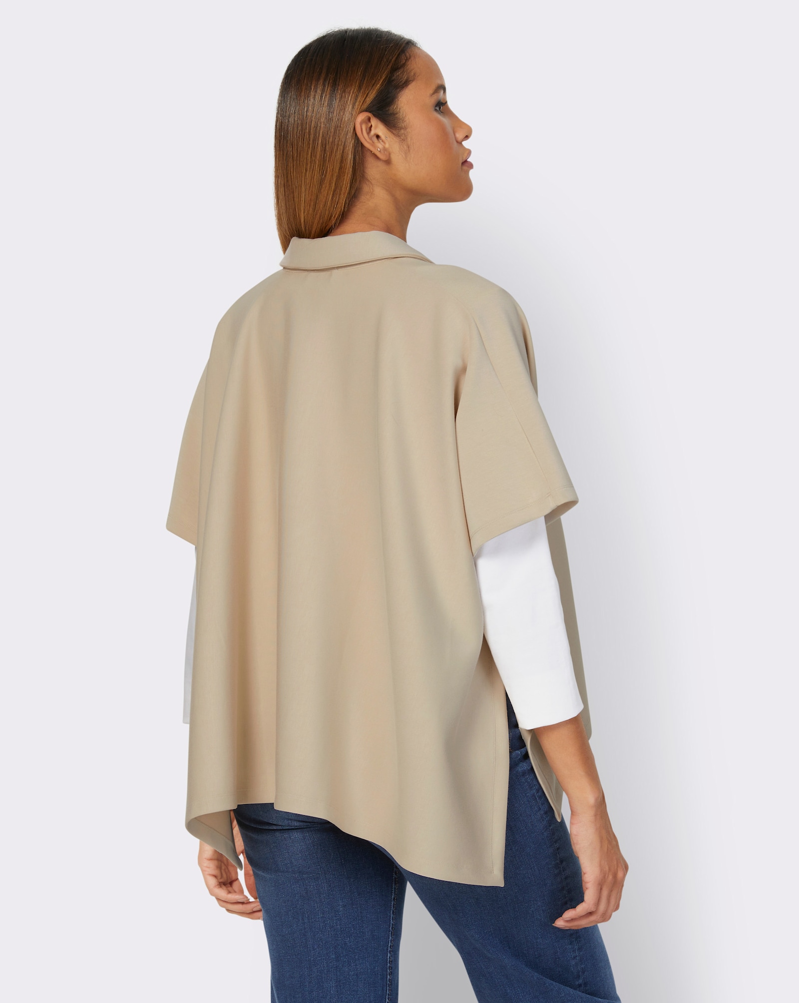 T-shirt au style 2 en 1 avec poncho - sable