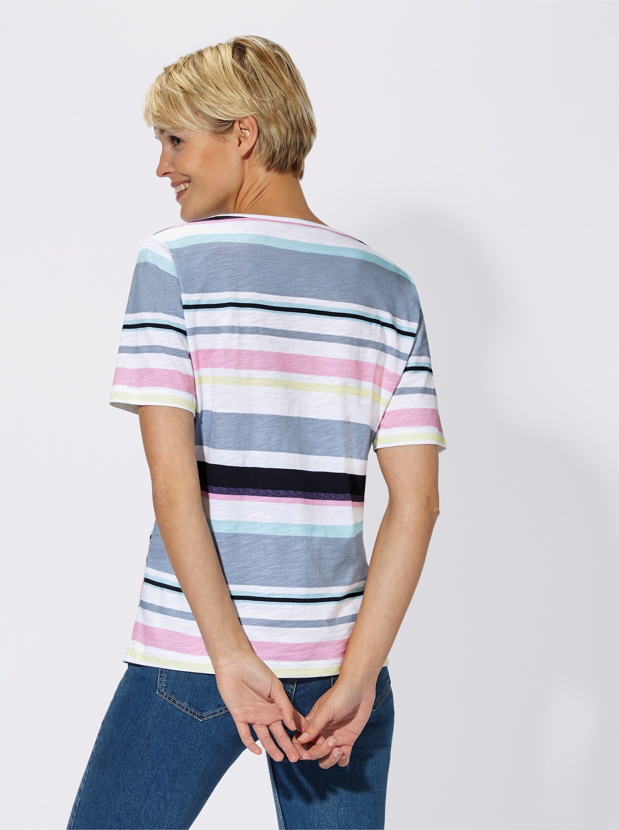T-Shirt - marine-gestreift