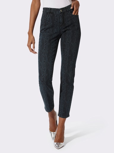 Jeans in Schlangen-Optik - dark blue-bedruckt