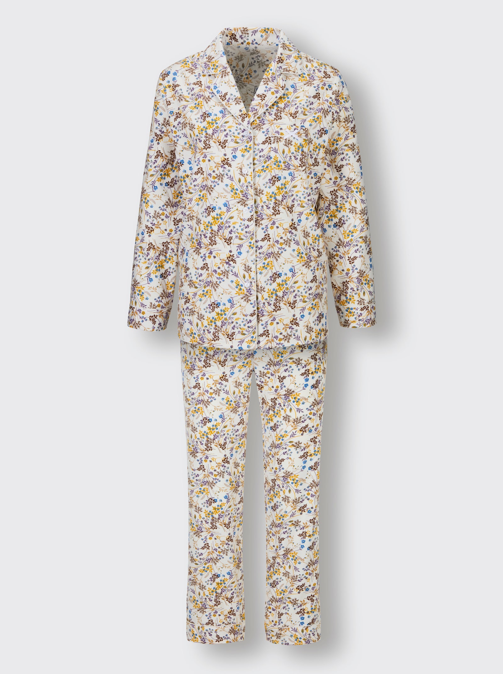 wäschepur Pyjama - champagner-mittelblau-bedruckt