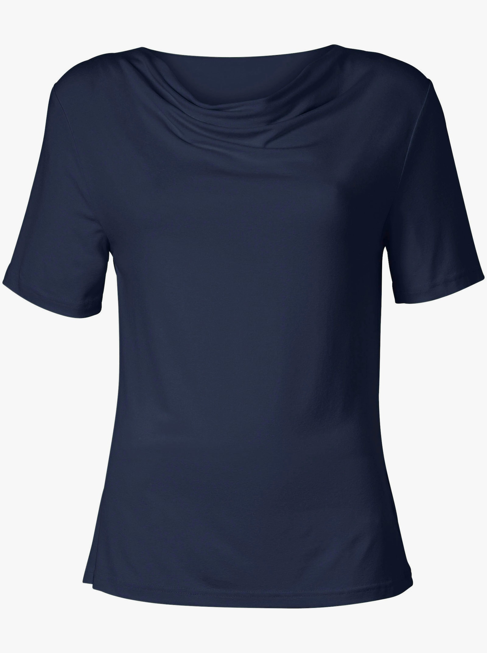 Shirt met cascadehals en korte mouwen - marine
