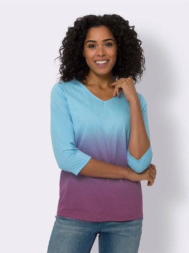 3/4-Arm-Shirt - aqua-fuchsia-bedruckt