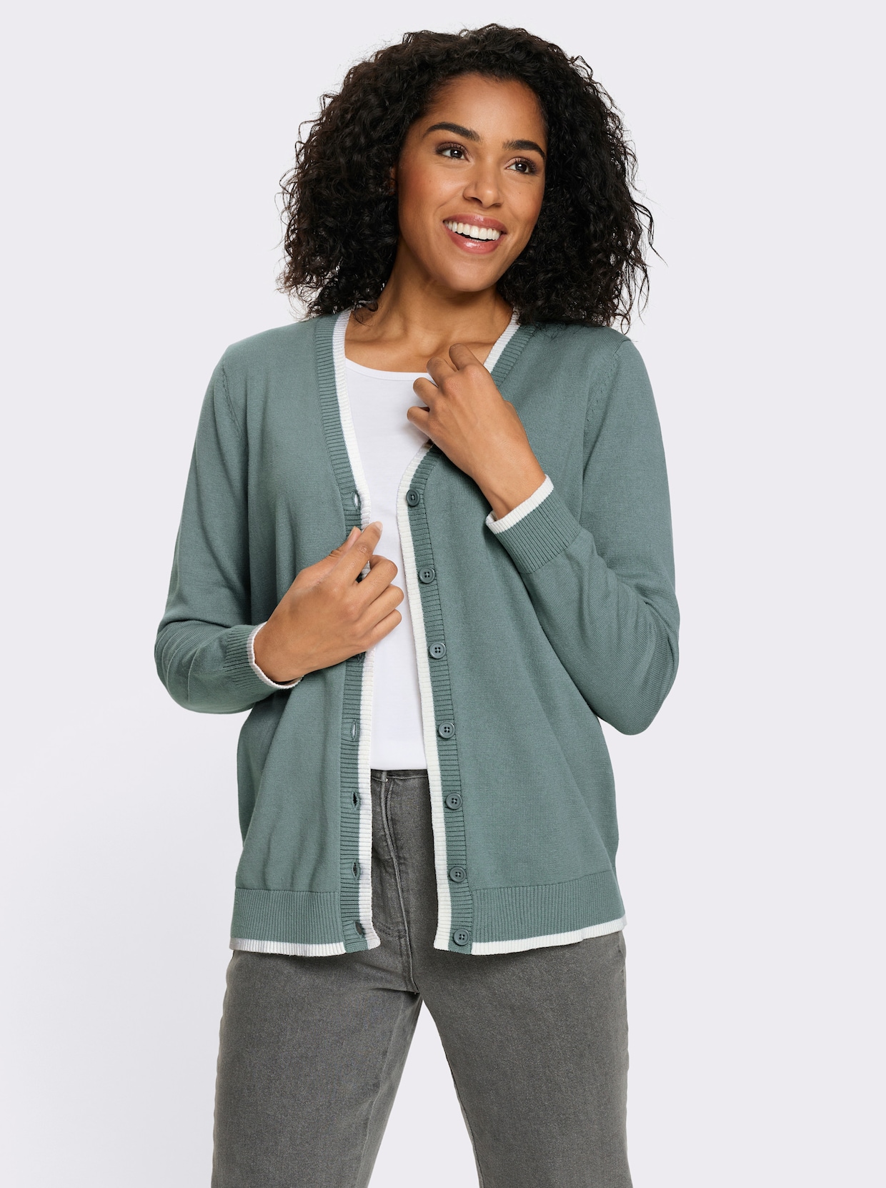 Vest van puur katoen - jade/ecru