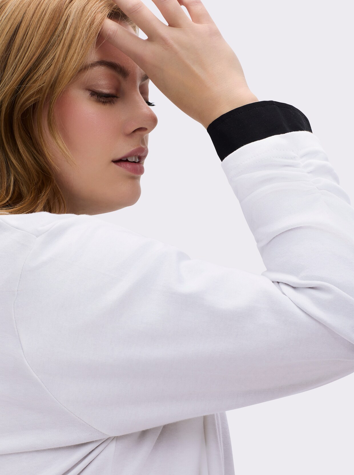 Shirtjacke mit Ärmel-Raffungen - weiß