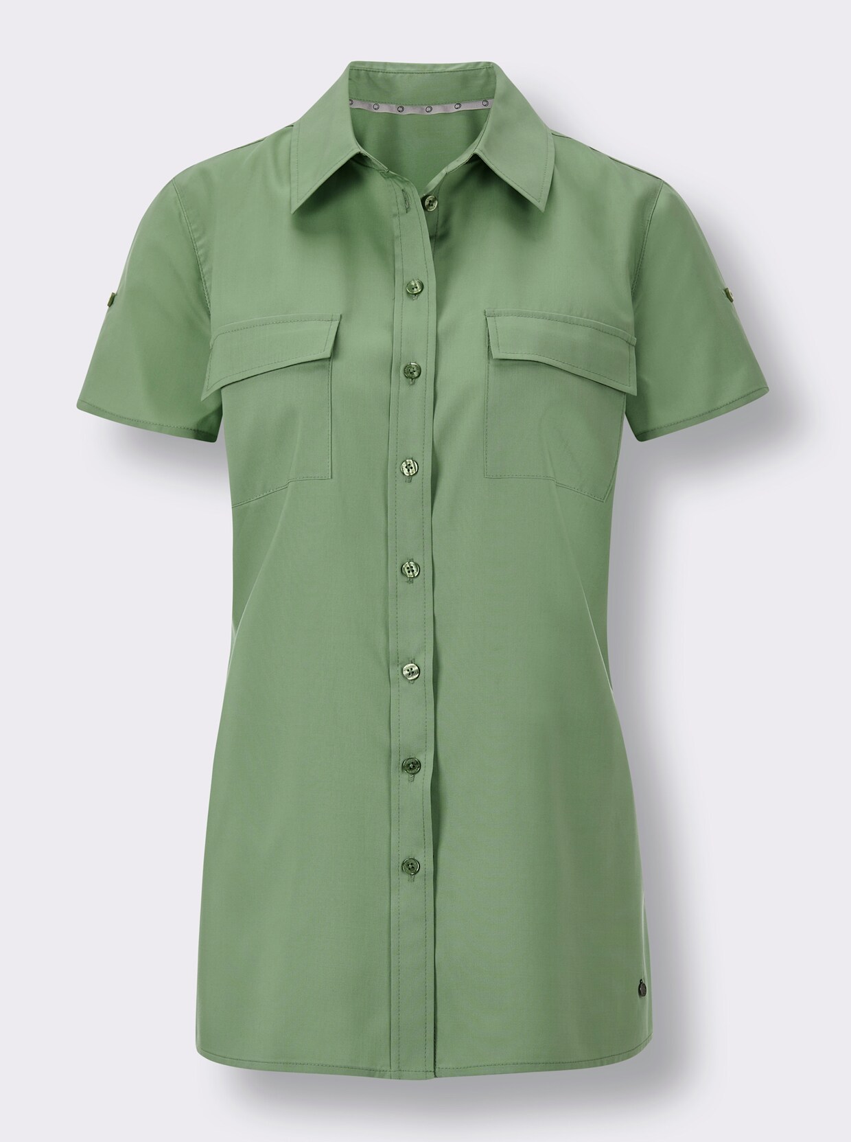 CREATION L PREMIUM Kurzarm-Bluse - eucalyptus
