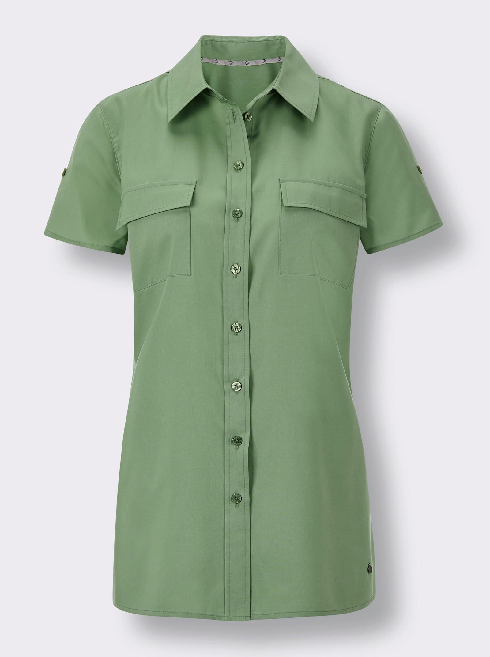 CREATION L PREMIUM Kurzarm-Bluse aus reinem Lyocell - eucalyptus