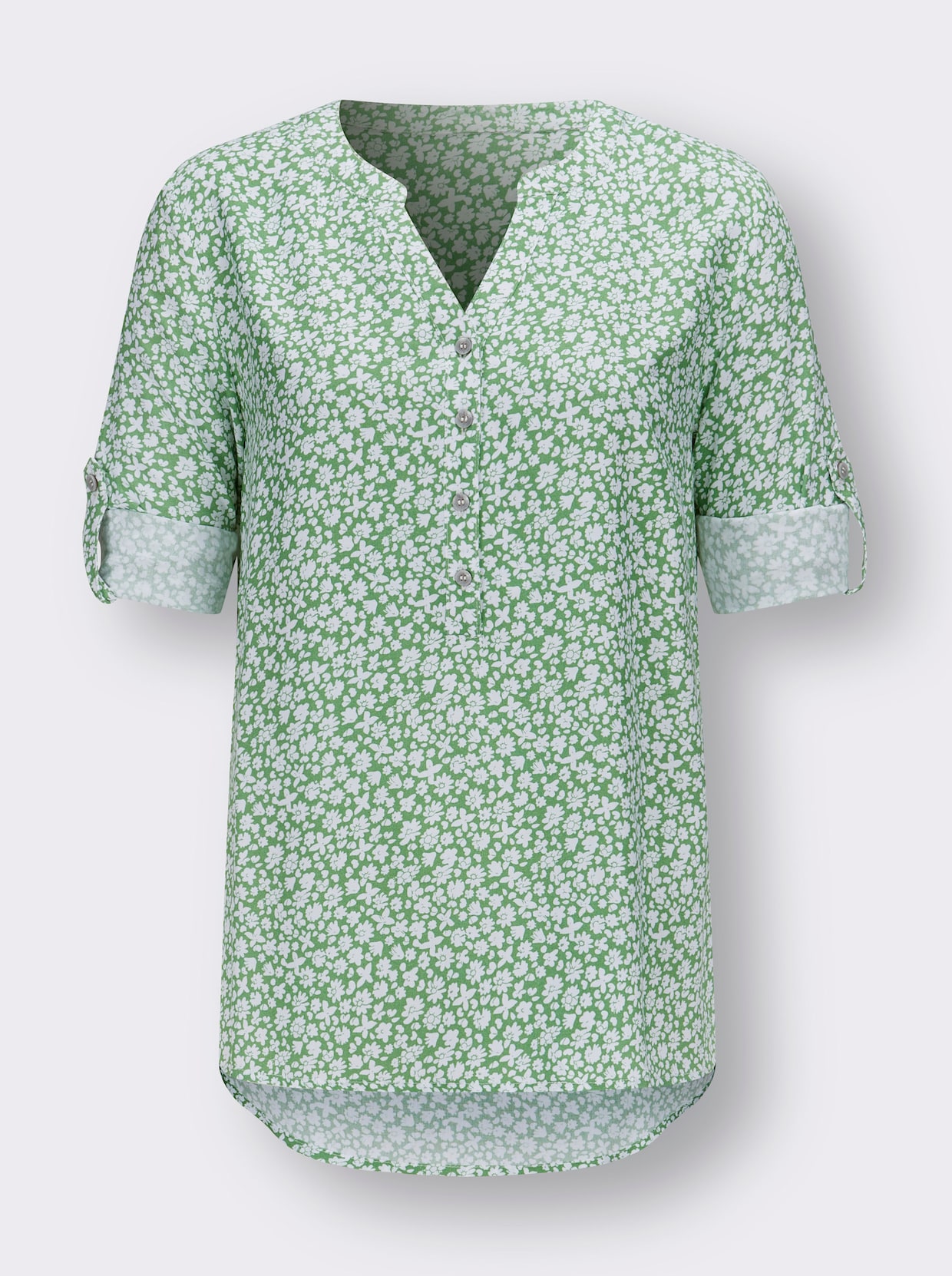 Blouse met print - appelgroen-ecru bedrukt