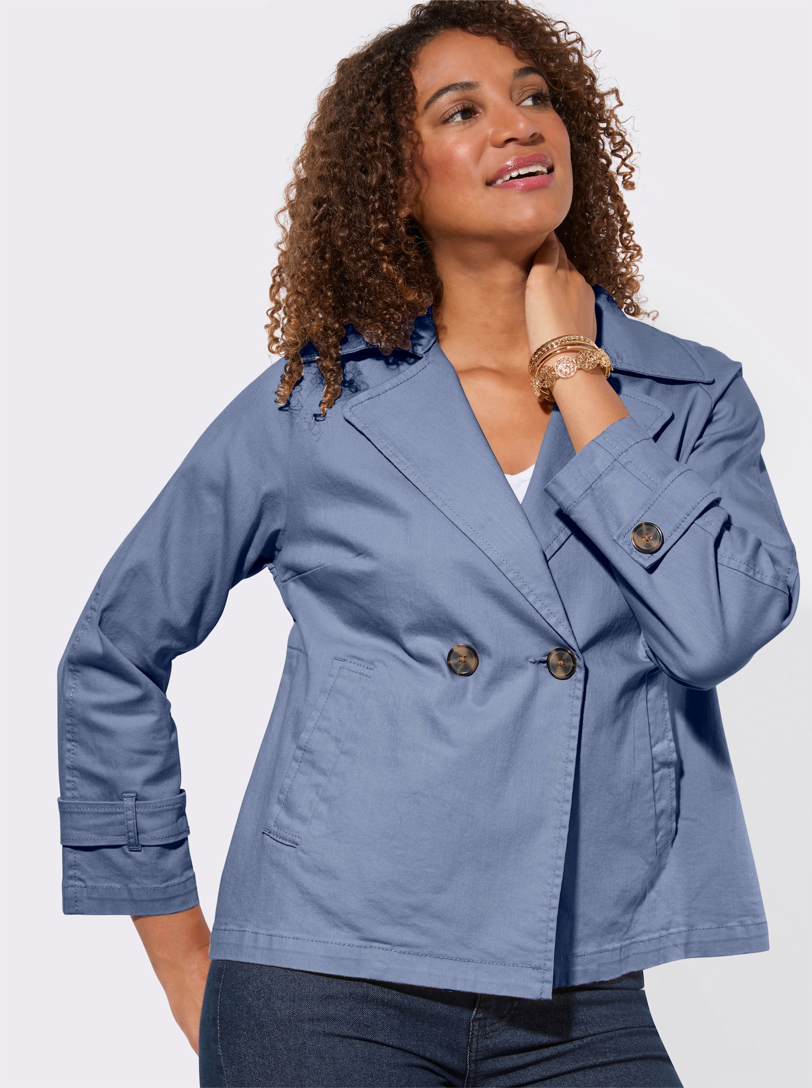 Jacke mit Reverskragen - taubenblau