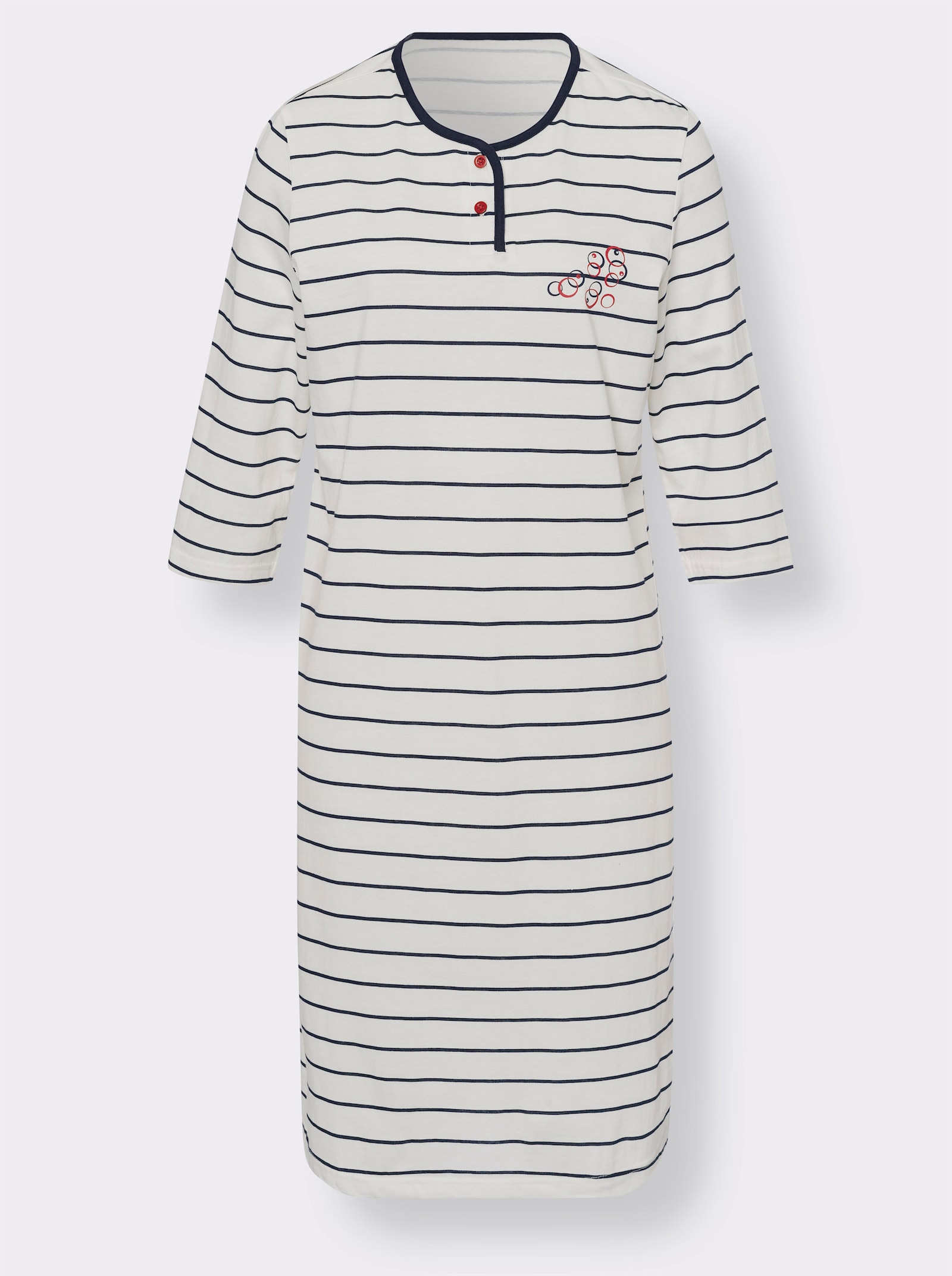 Noční košile s jemnými proužky - bílá-námořnická modrá-proužek