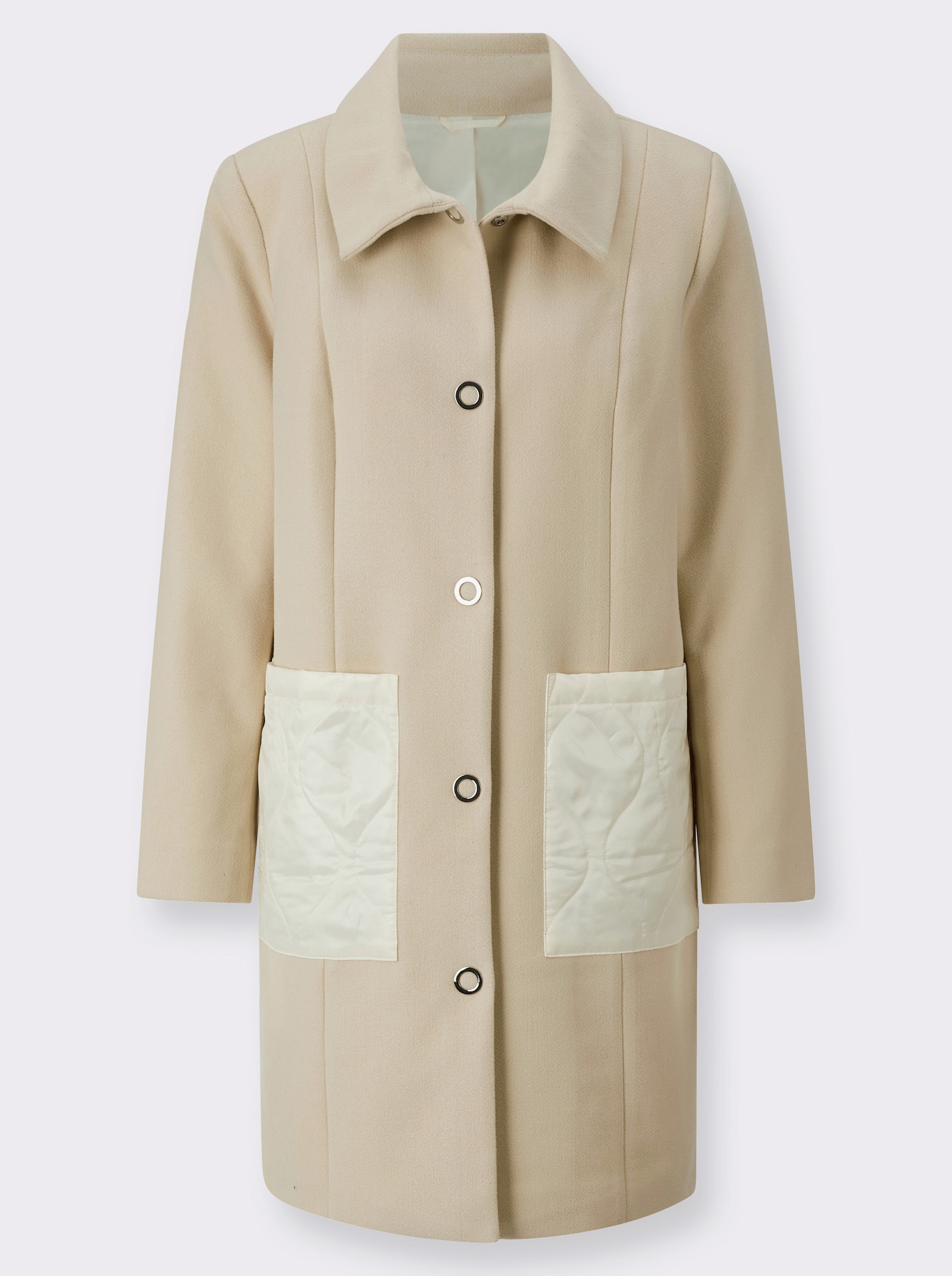 Korte mantel in materiaalmix - zand