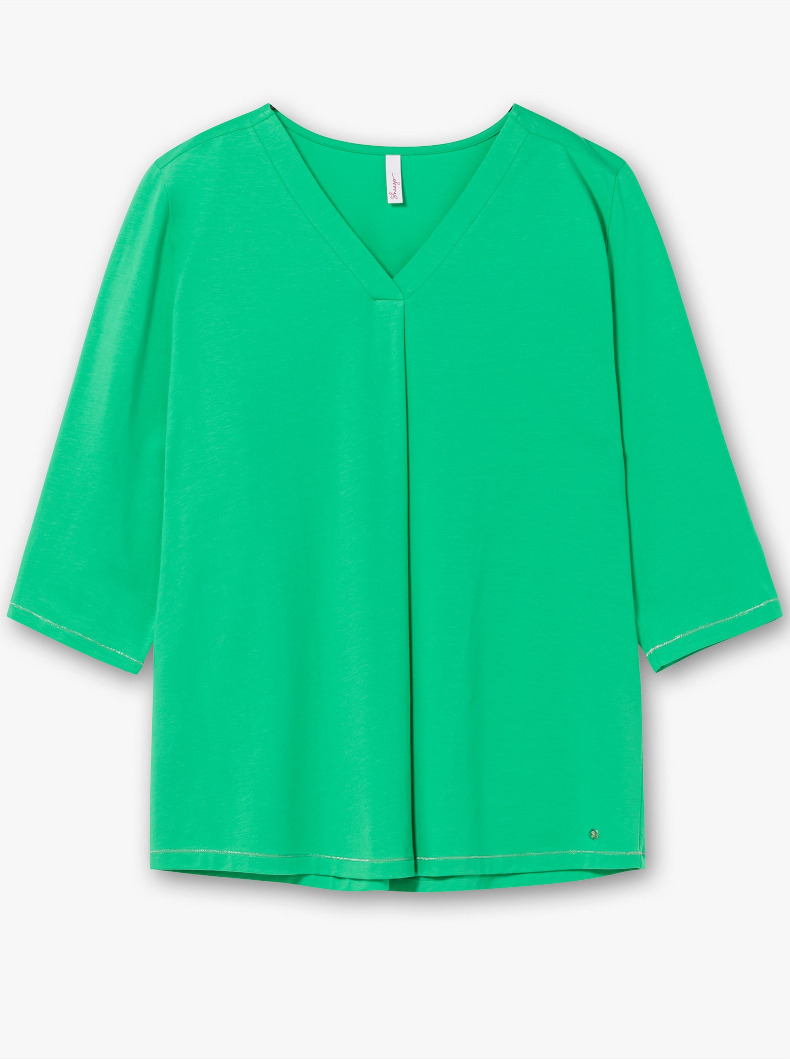 sheego Shirt met 3/4-mouwen in lichte A-lijn - grasgroen
