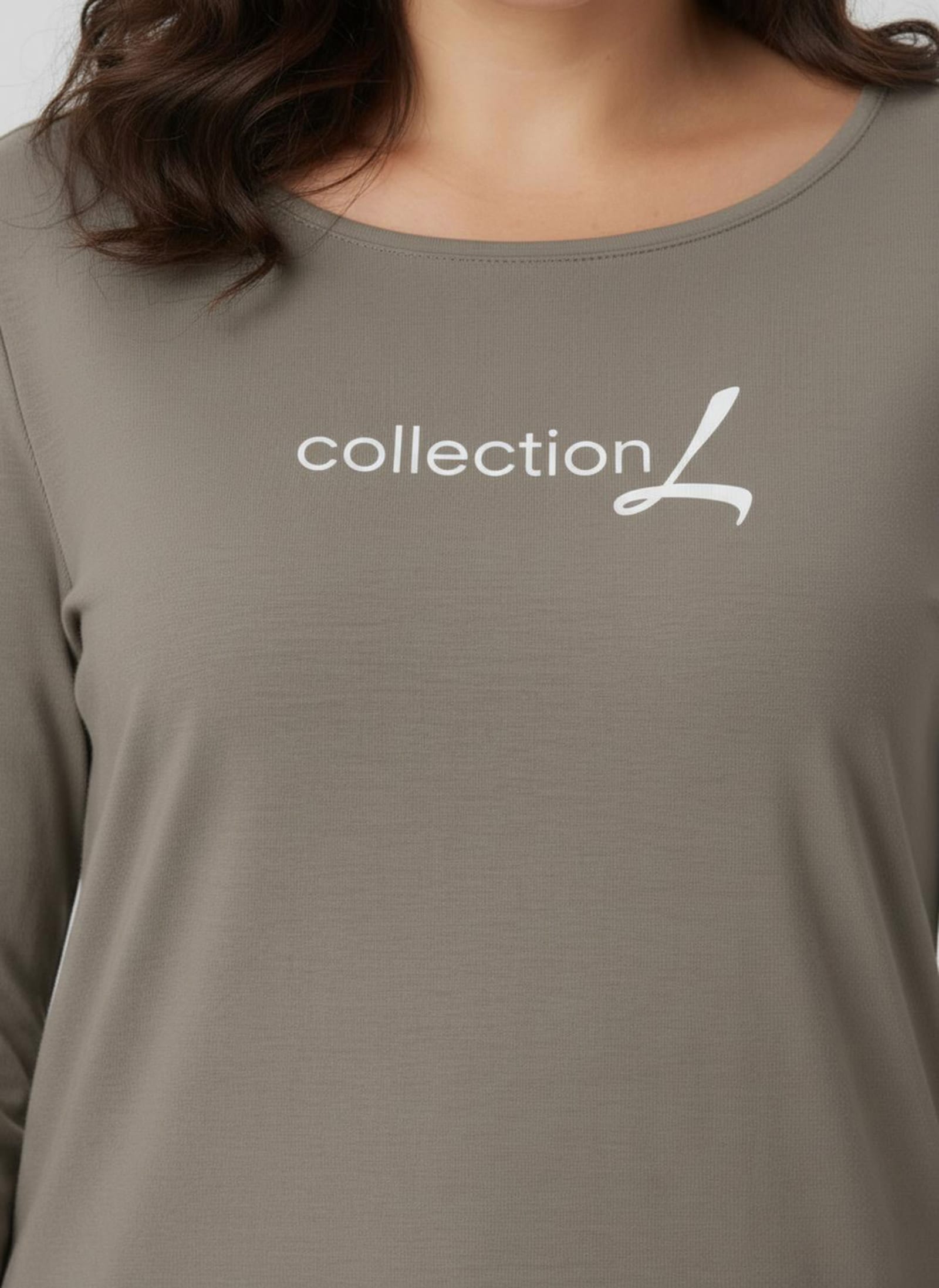 Langarmshirt mit Schriftzug - taupe