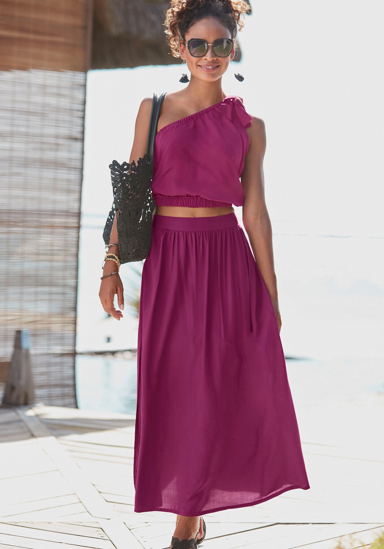 Buffalo One shoulder-top - aubergine