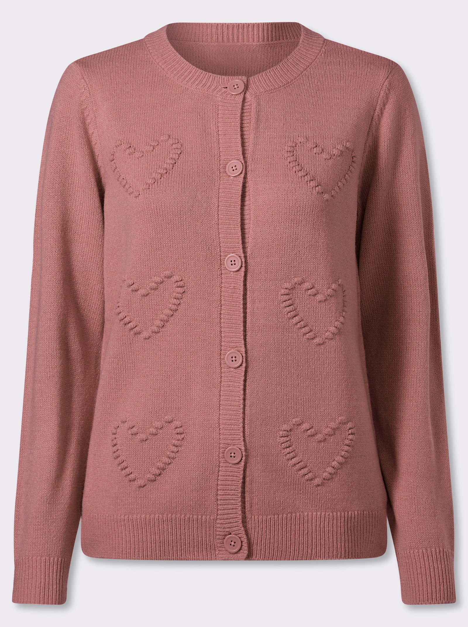 Strickjacke mit herzförmigem Strickmotiv - rosenholz