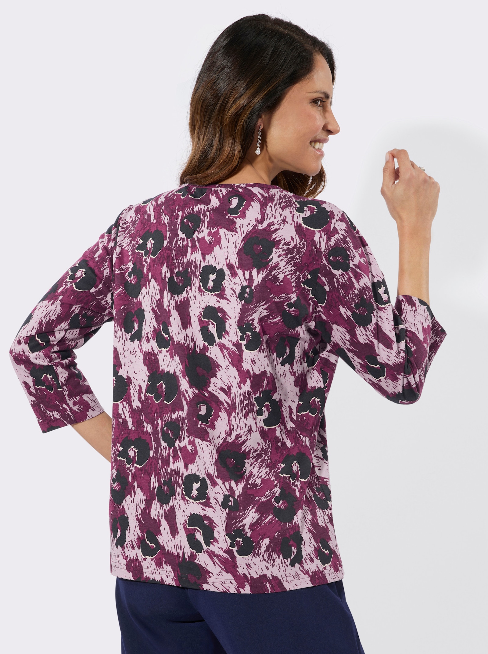 3/4-Arm-Shirt im Animal-Dessin - bordeaux-mauve-bedruckt