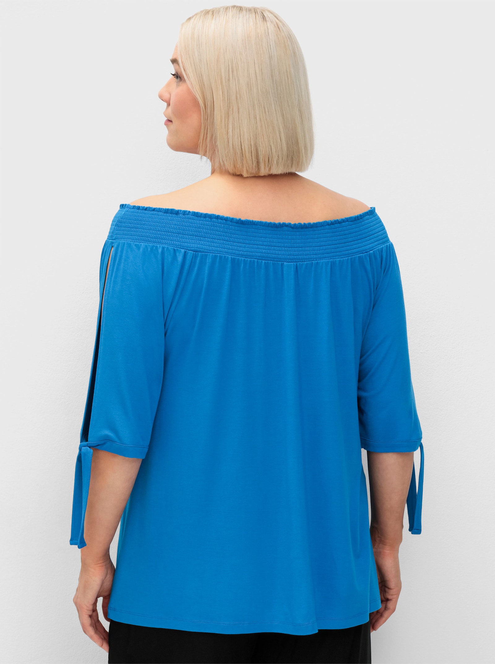 sheego Carmenshirt mit geschlitzten Ärmeln - kobaltblau