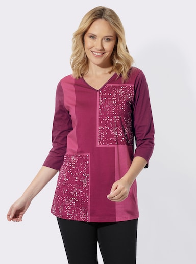 Longshirt mit platziertem Druckmuster - malve-fuchsia