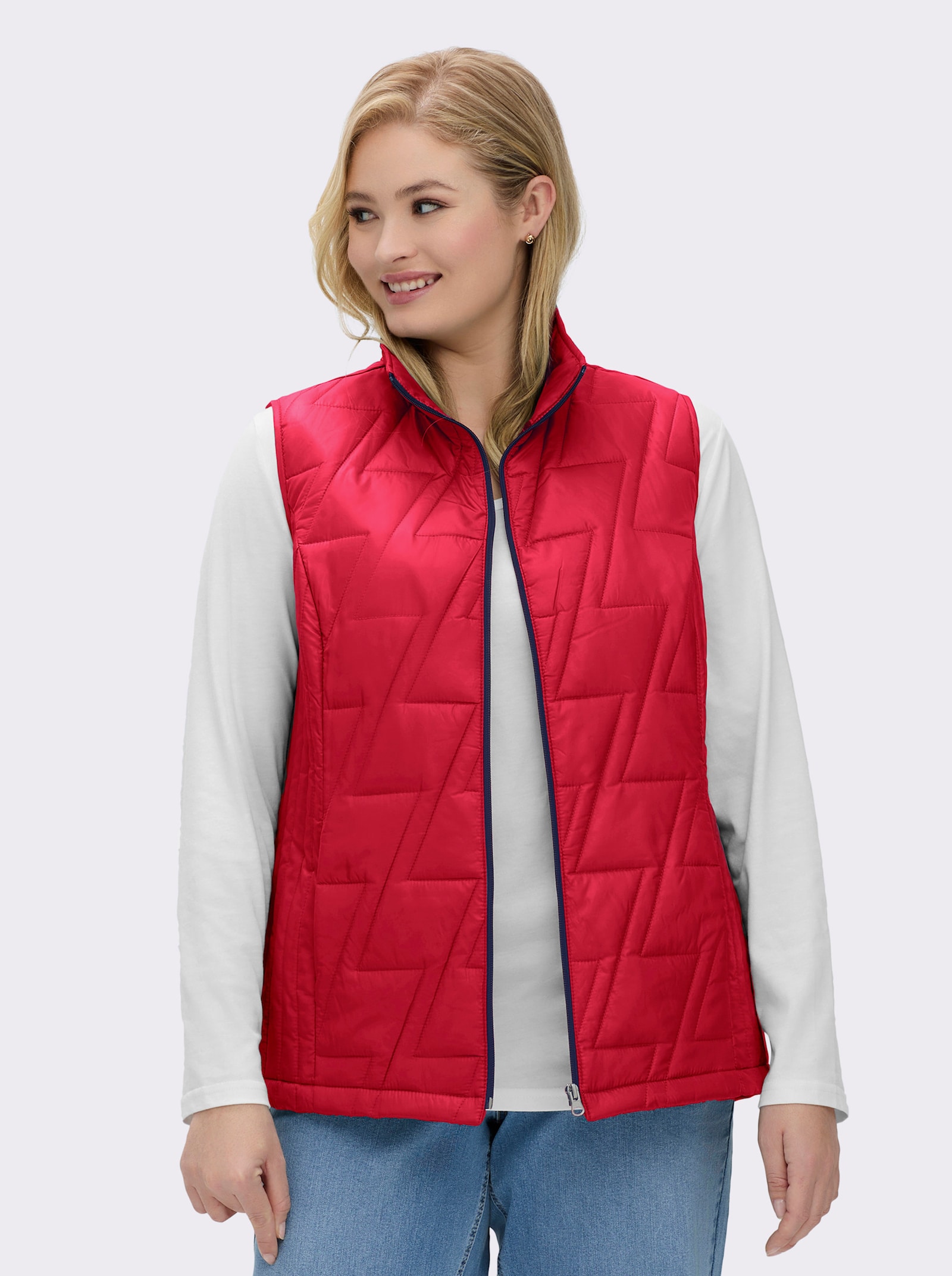 Steppweste mit kontrastfarbigem Futter - erdbeere