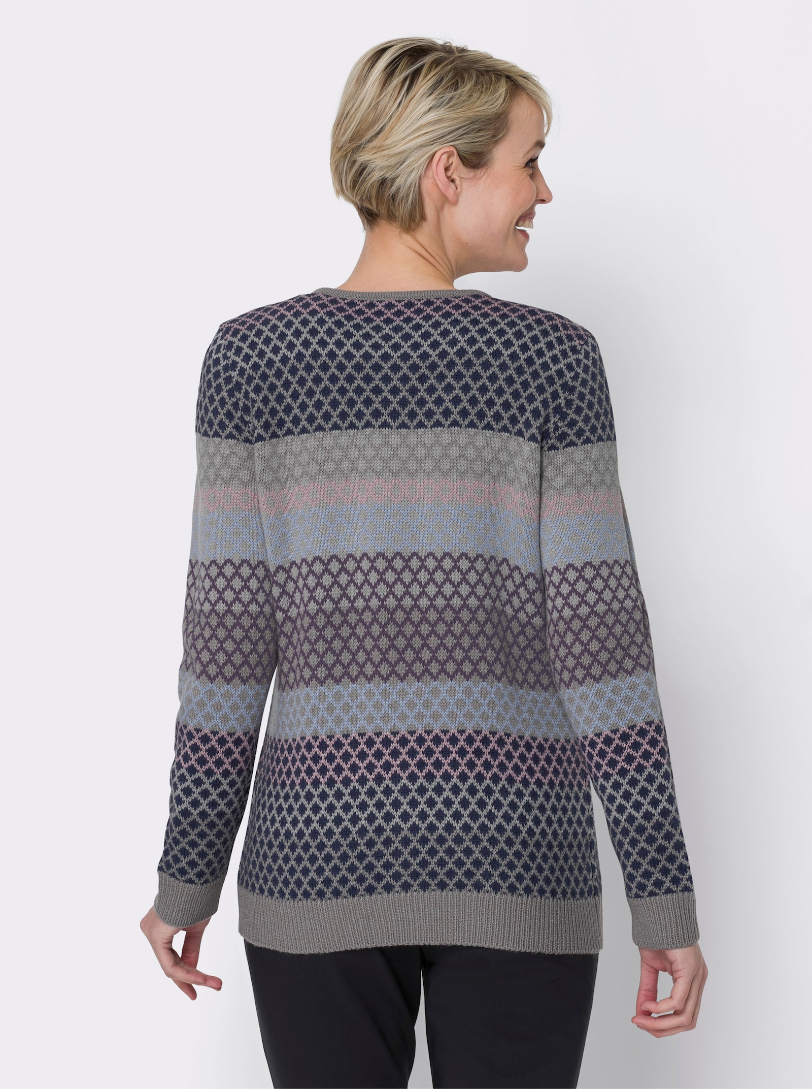 Vest met ritssluiting, jacquard - grijs gedessineerd