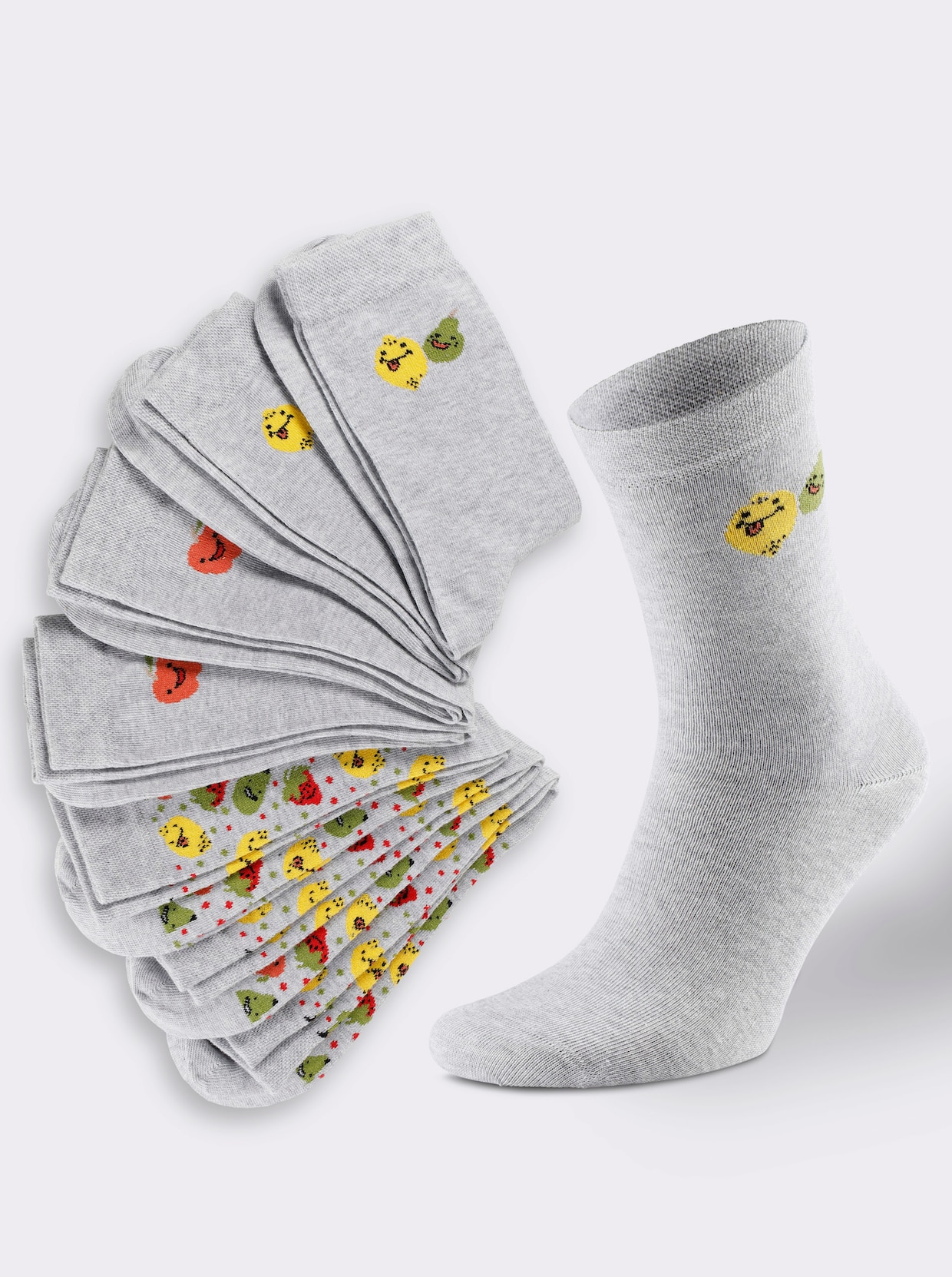 wäschepur Damen-Socken - hellgrau-meliert-weiss