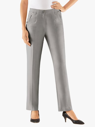 Come on Broek met persplooi en ritszakken - grijs gemêleerd