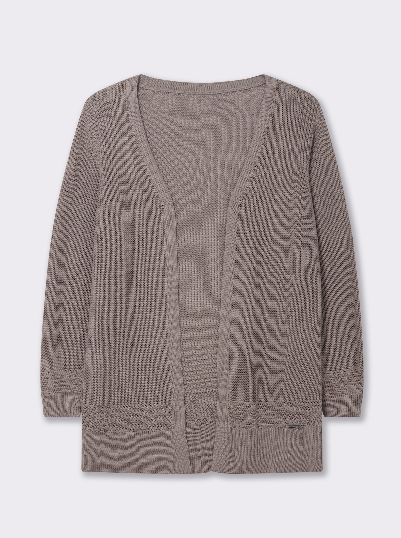 Longstrickjacke in passformgerechter Verarbeitung - taupe