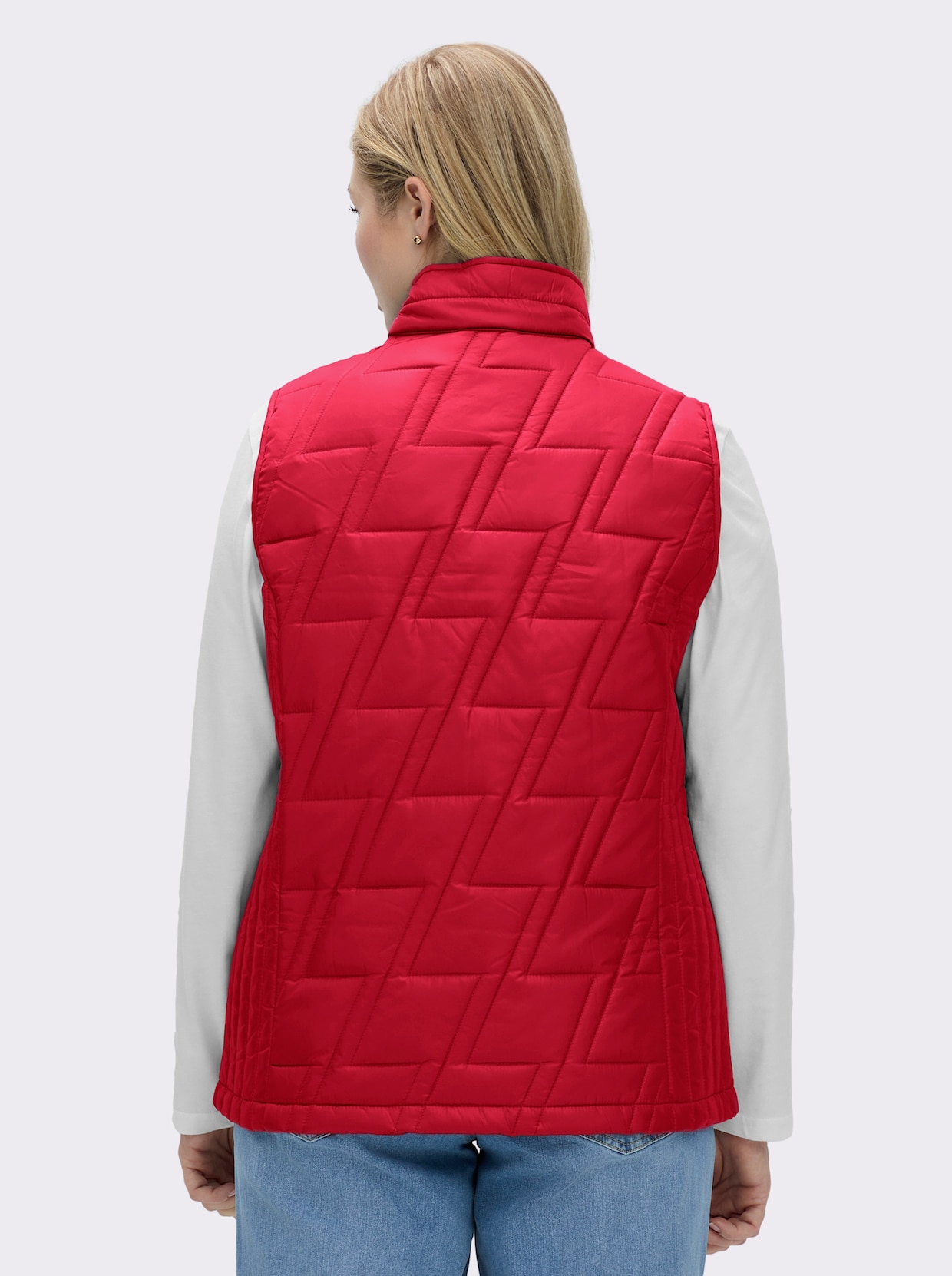 Steppweste mit kontrastfarbigem Futter - erdbeere