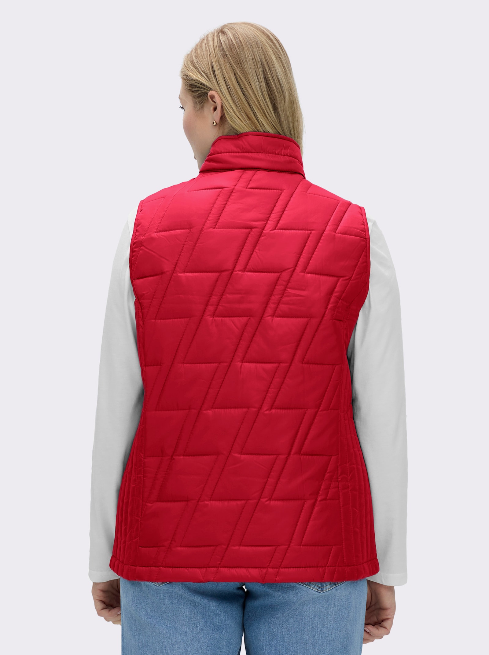 Steppweste mit kontrastfarbigem Futter - erdbeere