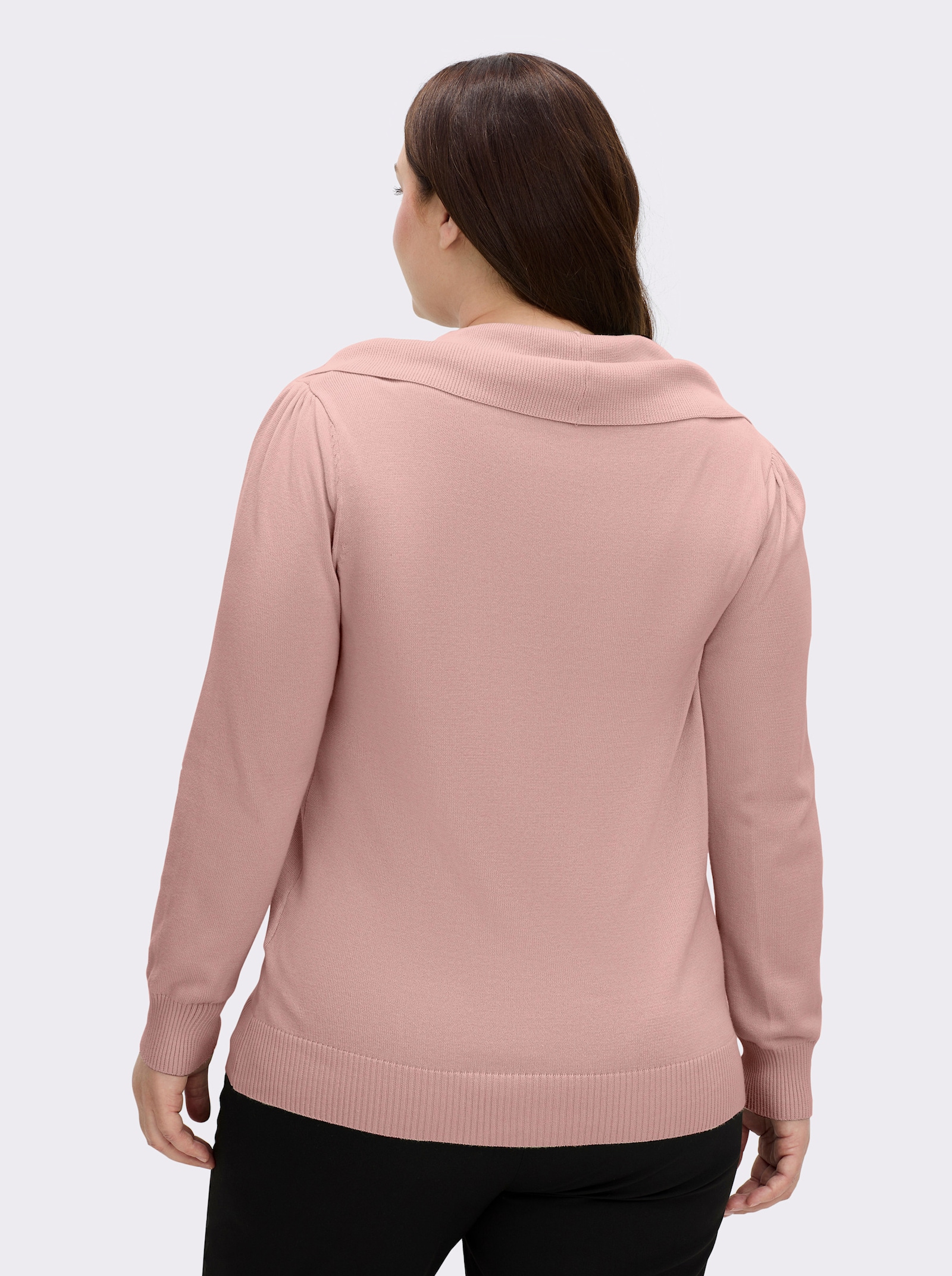 Wasserfallpullover im Baumwoll-Viskose-Mix - rosé