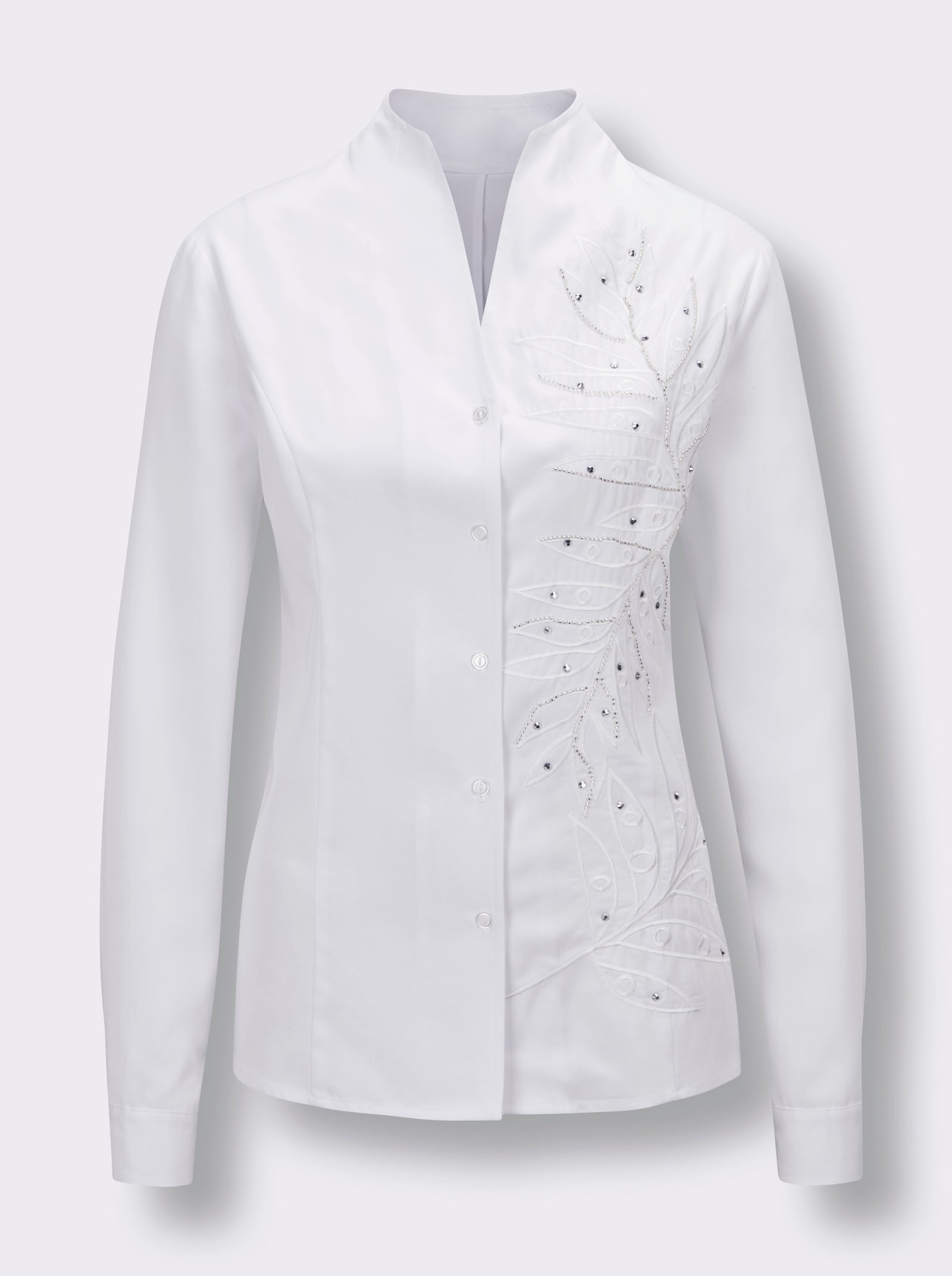 CREATION L PREMIUM Langarm-Bluse mit Glitzersteinchen - ecru