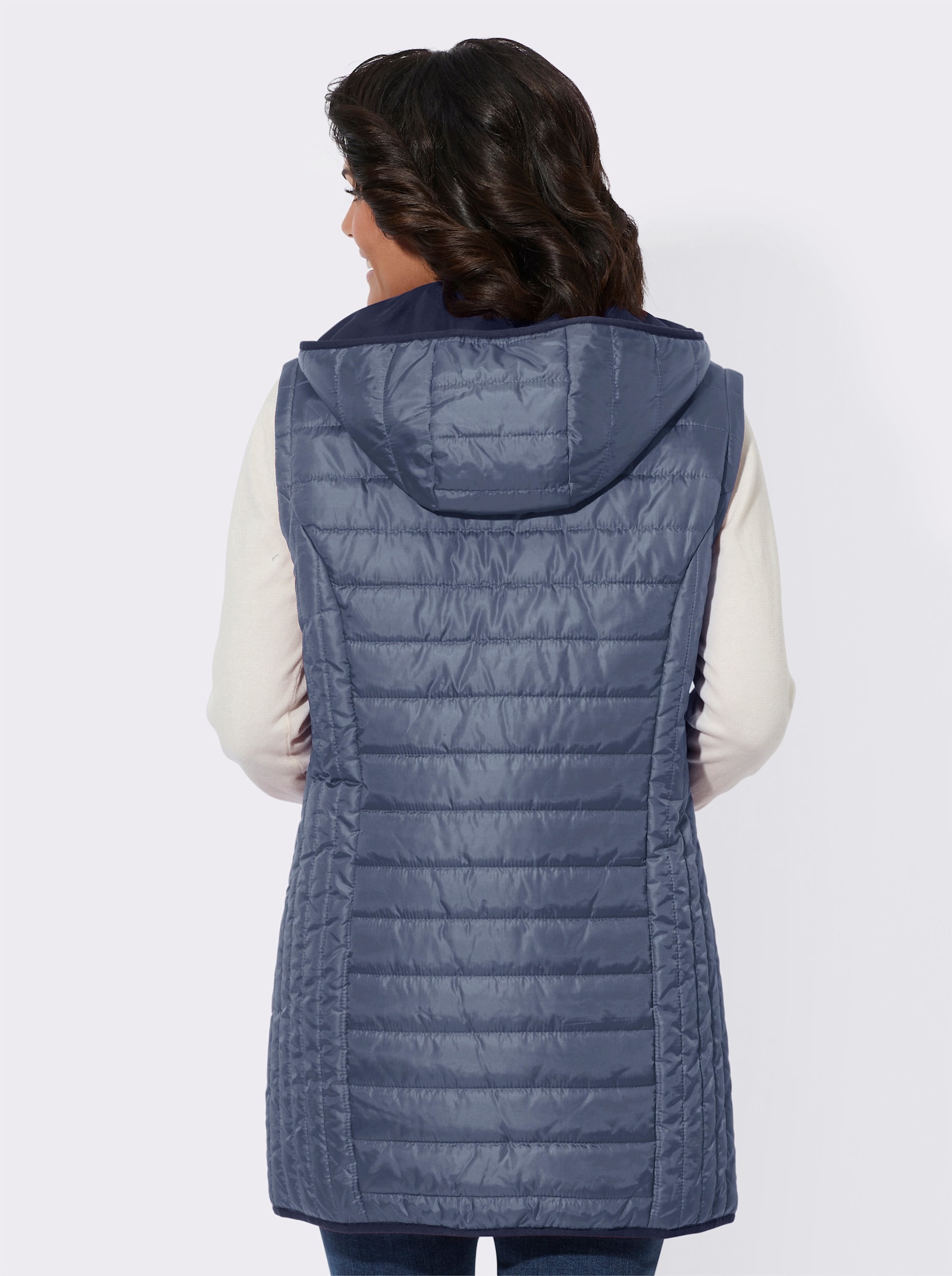 Longjacke mit Wendefunktion - rauchblau