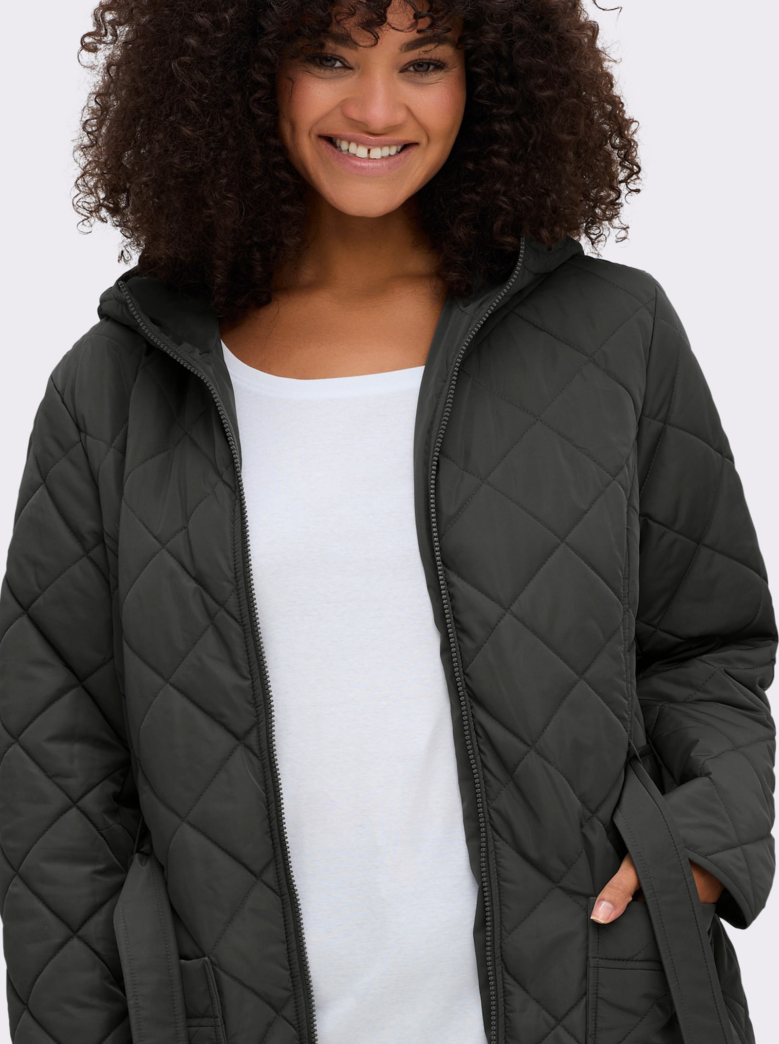 sheego Wendejacke mit Bindegürtel - graphit