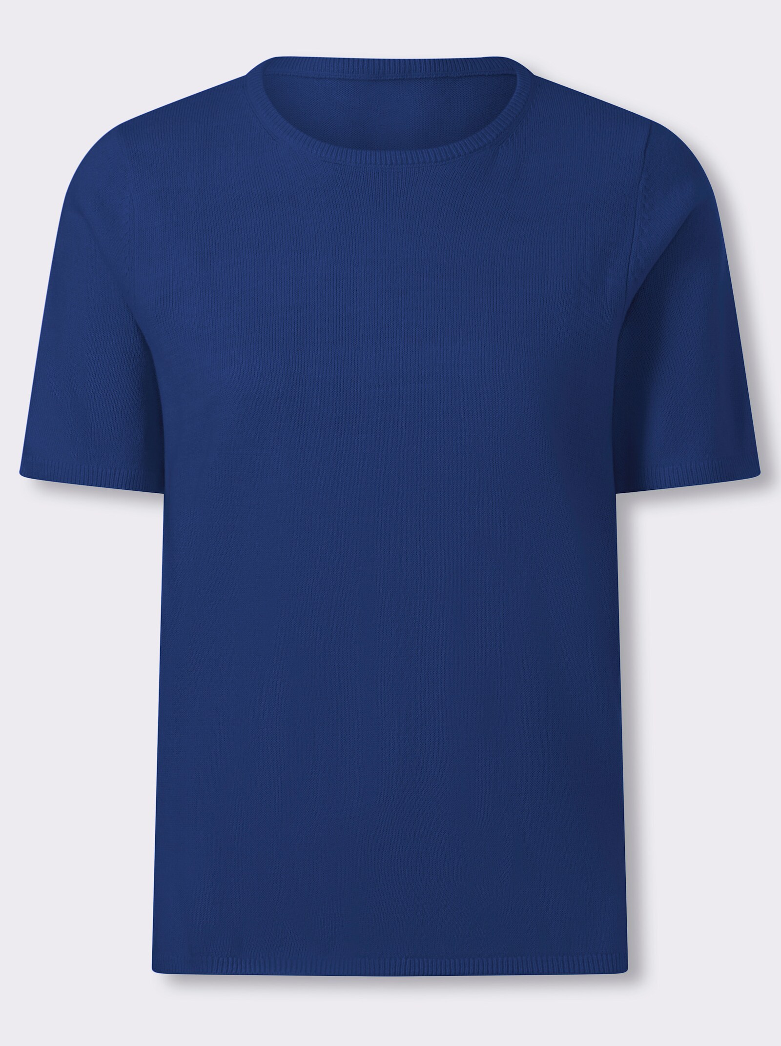 Kurzarmpullover in Feinstrick-Qualität, pflegeleicht - royalblau
