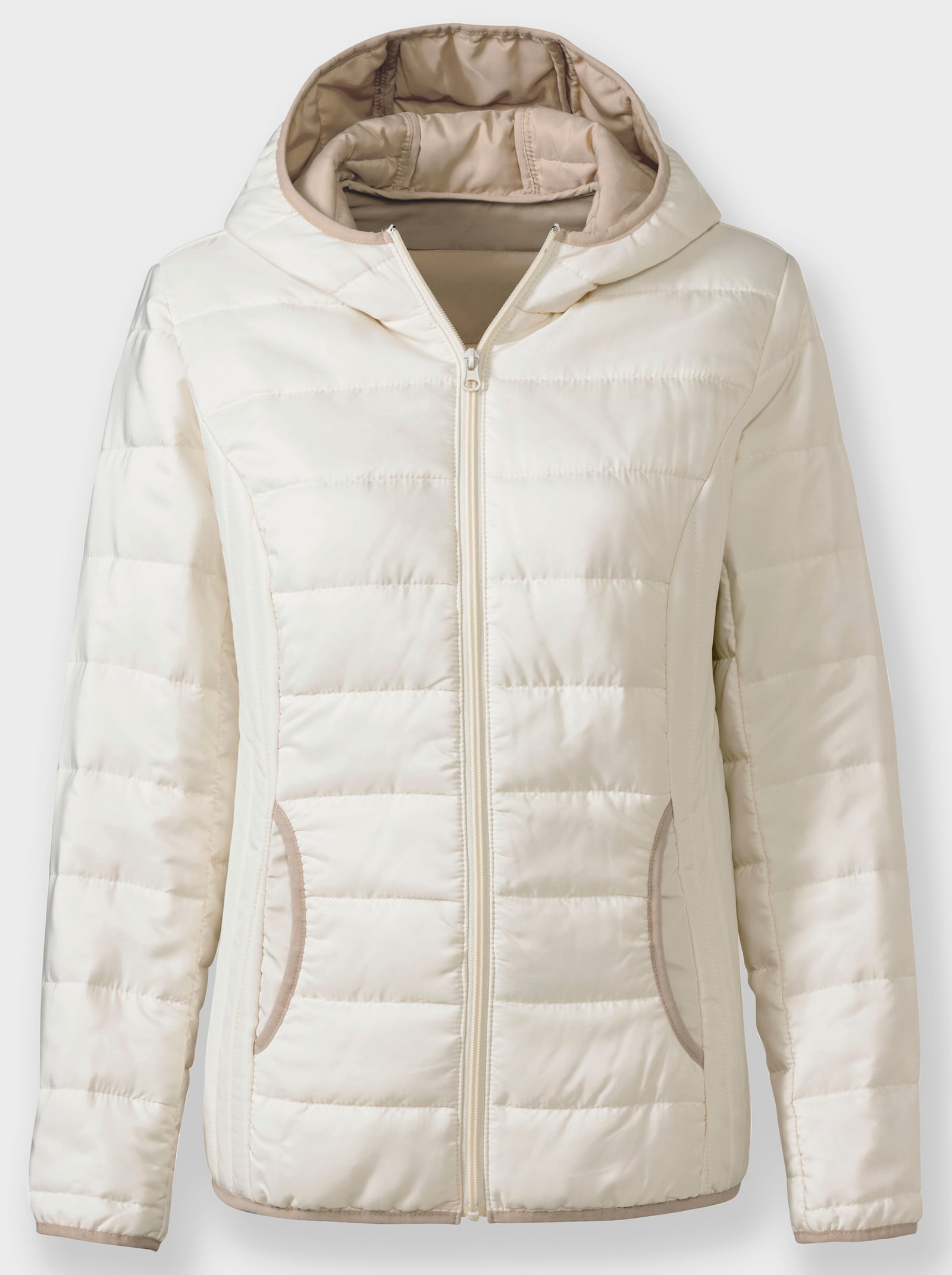 Steppjacke mit Kontrast-Paspeln - champagner-beige
