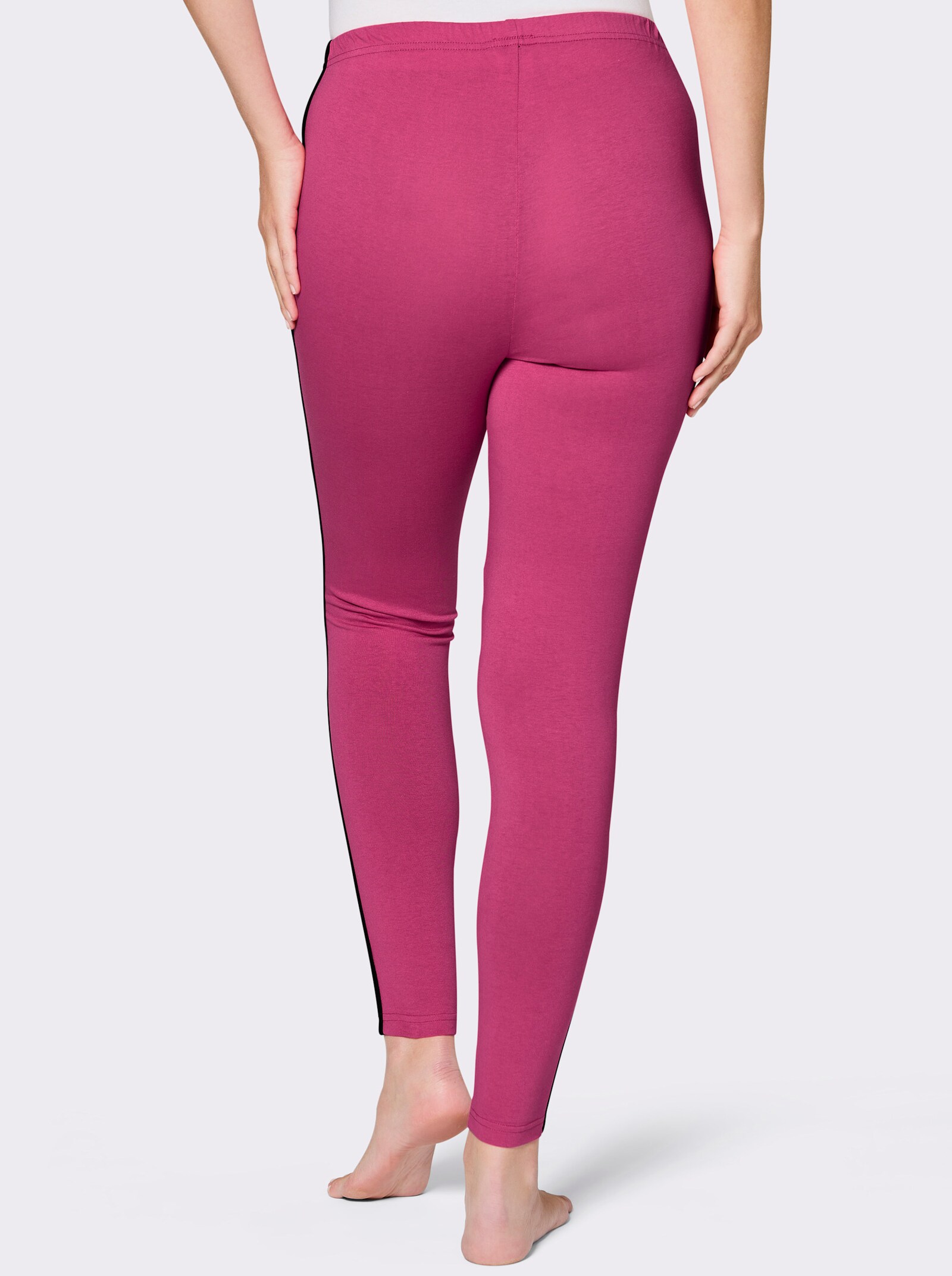 feel good Leggings mit seitlicher Paspel - schwarz + fuchsia