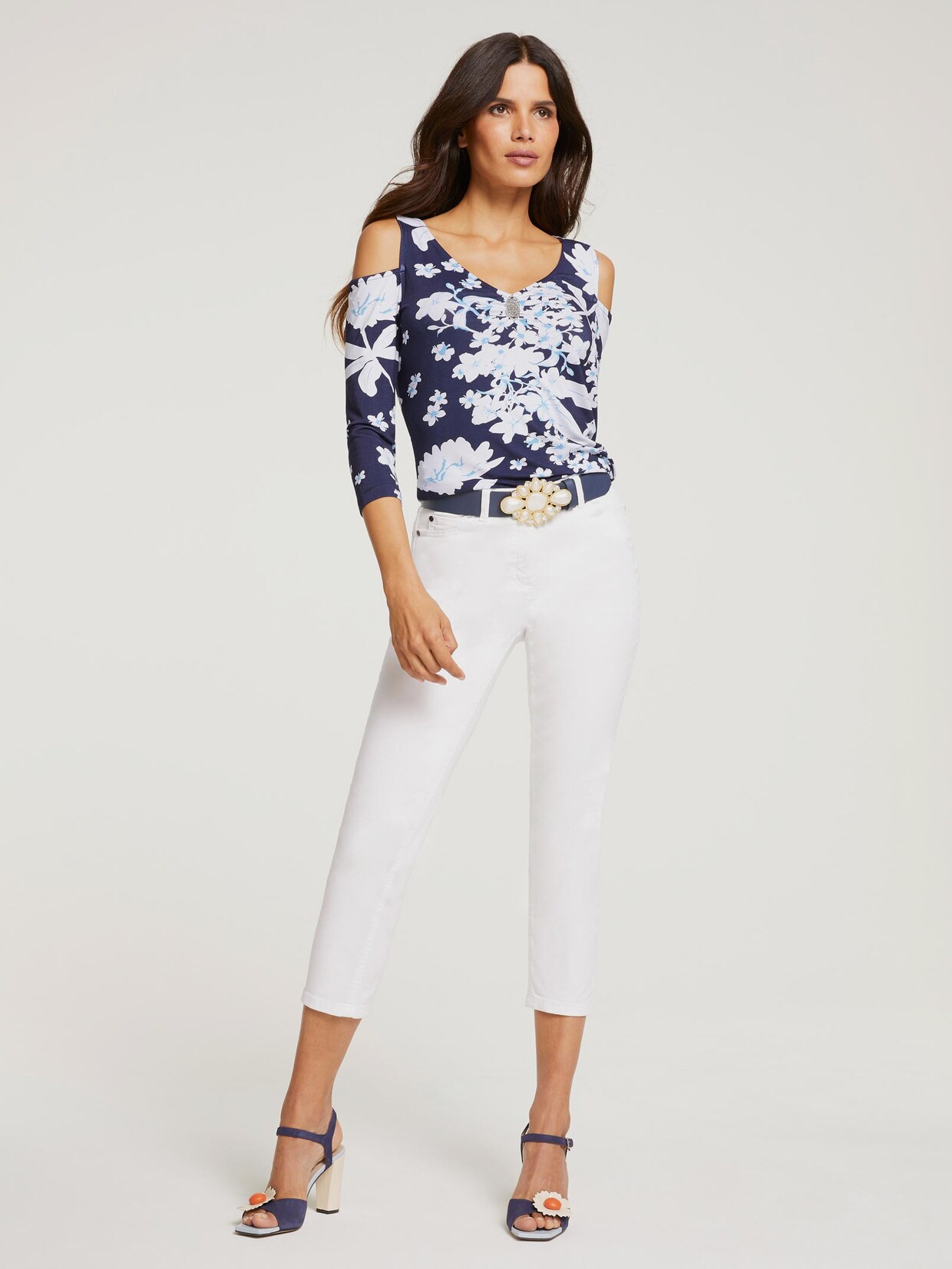 Ashley Brooke Druck-Shirt - nachtblau-weiß