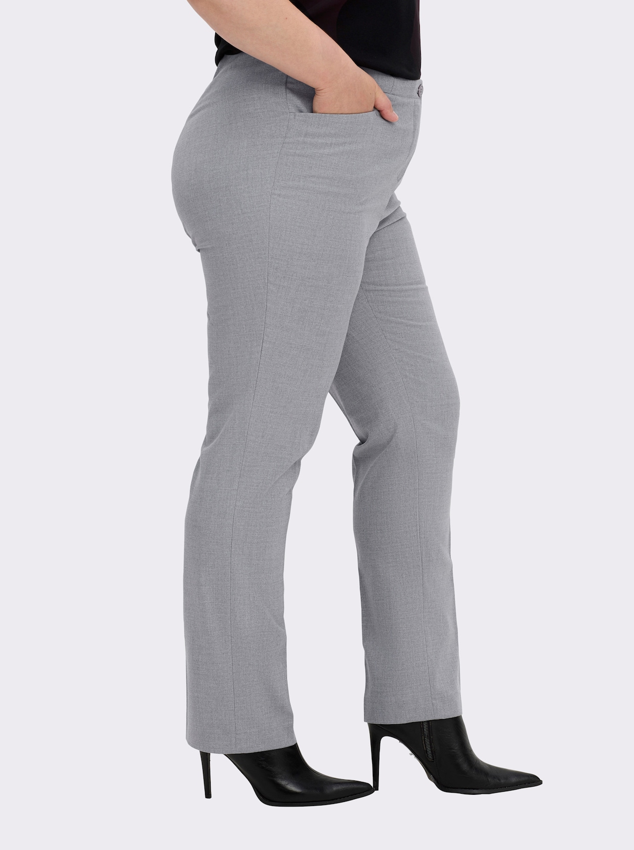 Come on Bügelfaltenhose in Bauch-weg-Form - silbergrau-meliert