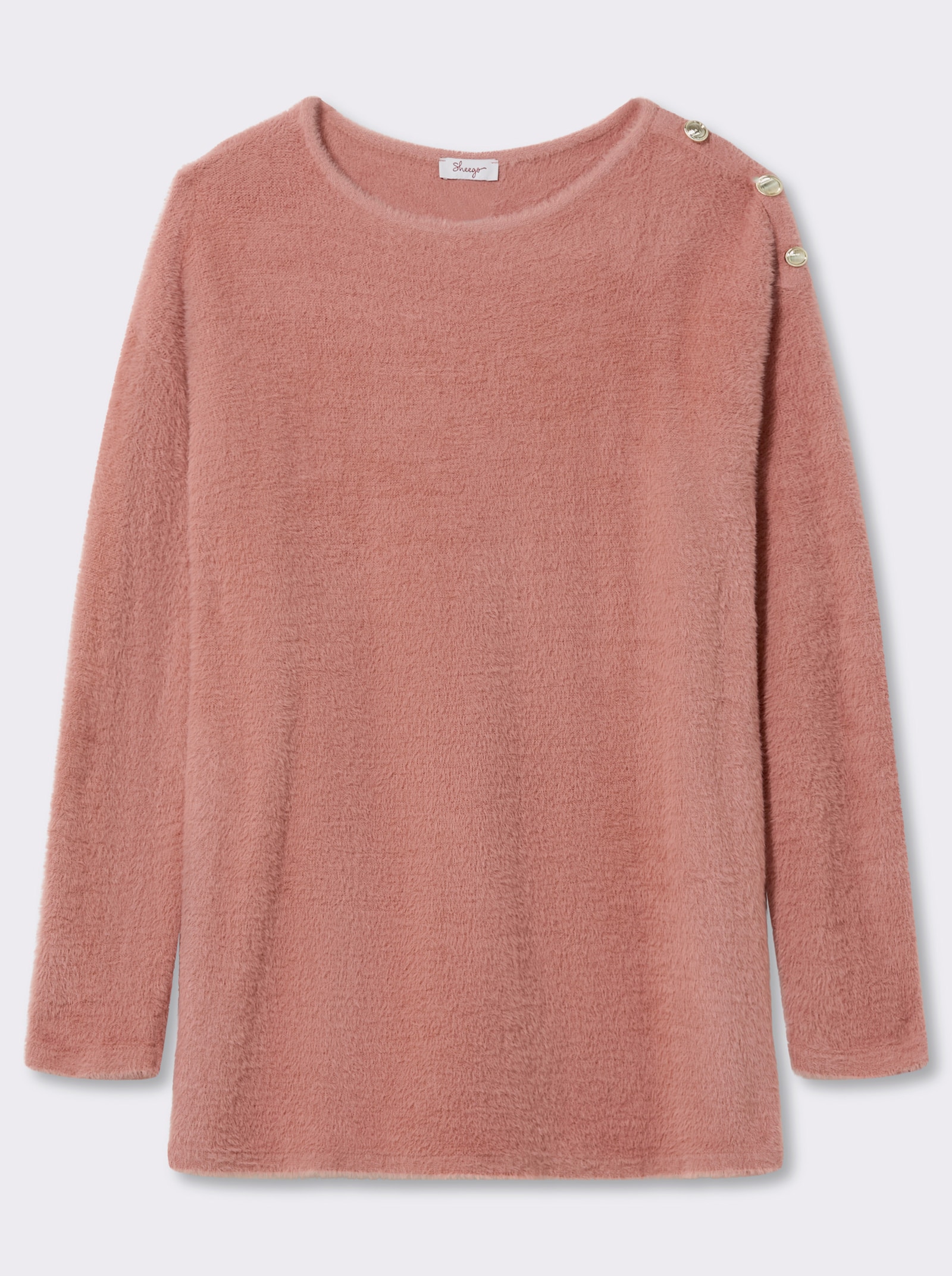 sheego Feinstrickpullover mit U-Boot-Ausschnitt - rosenholz