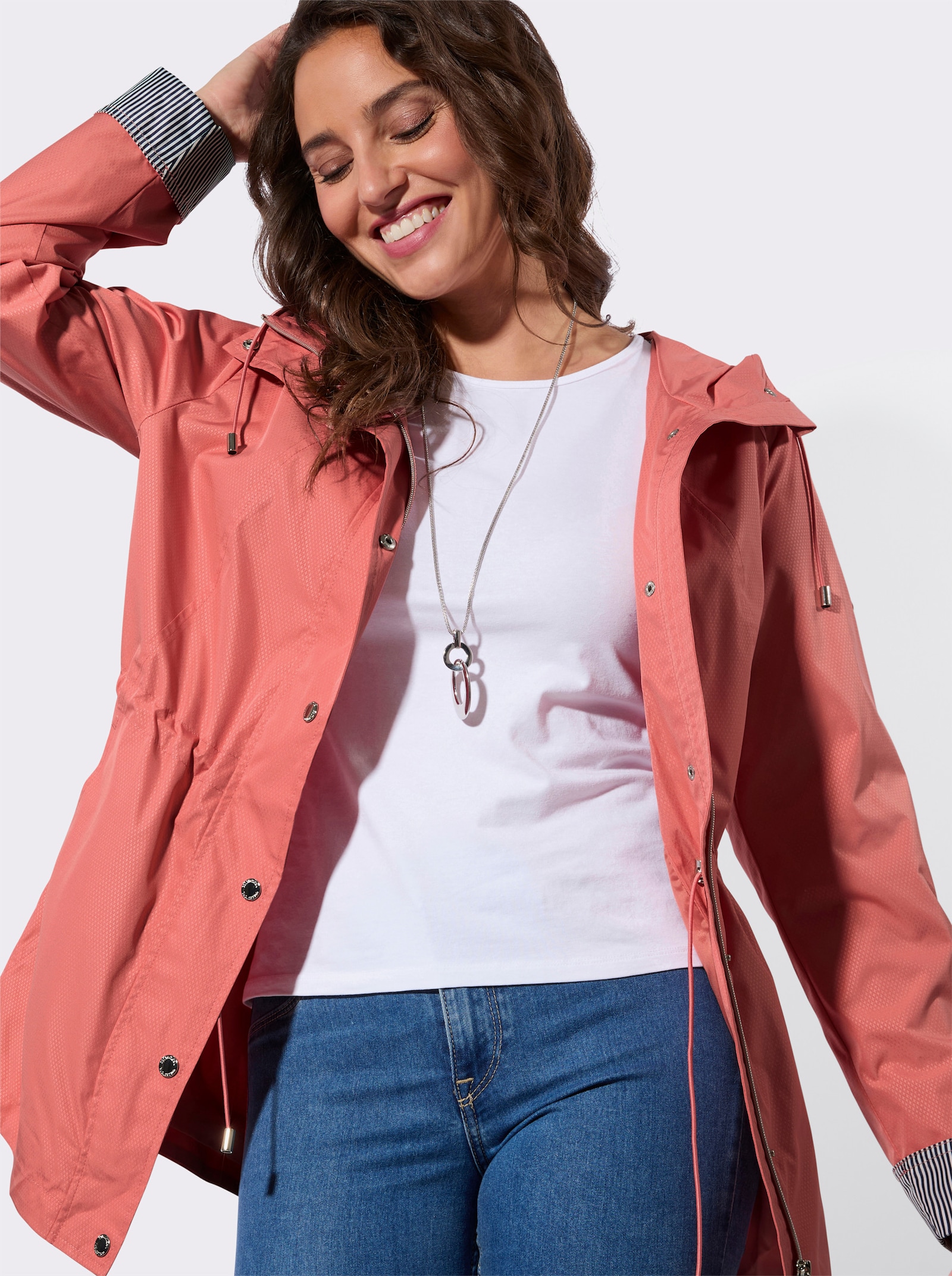 Übergangsjacke mit Streifen-Details - flamingo