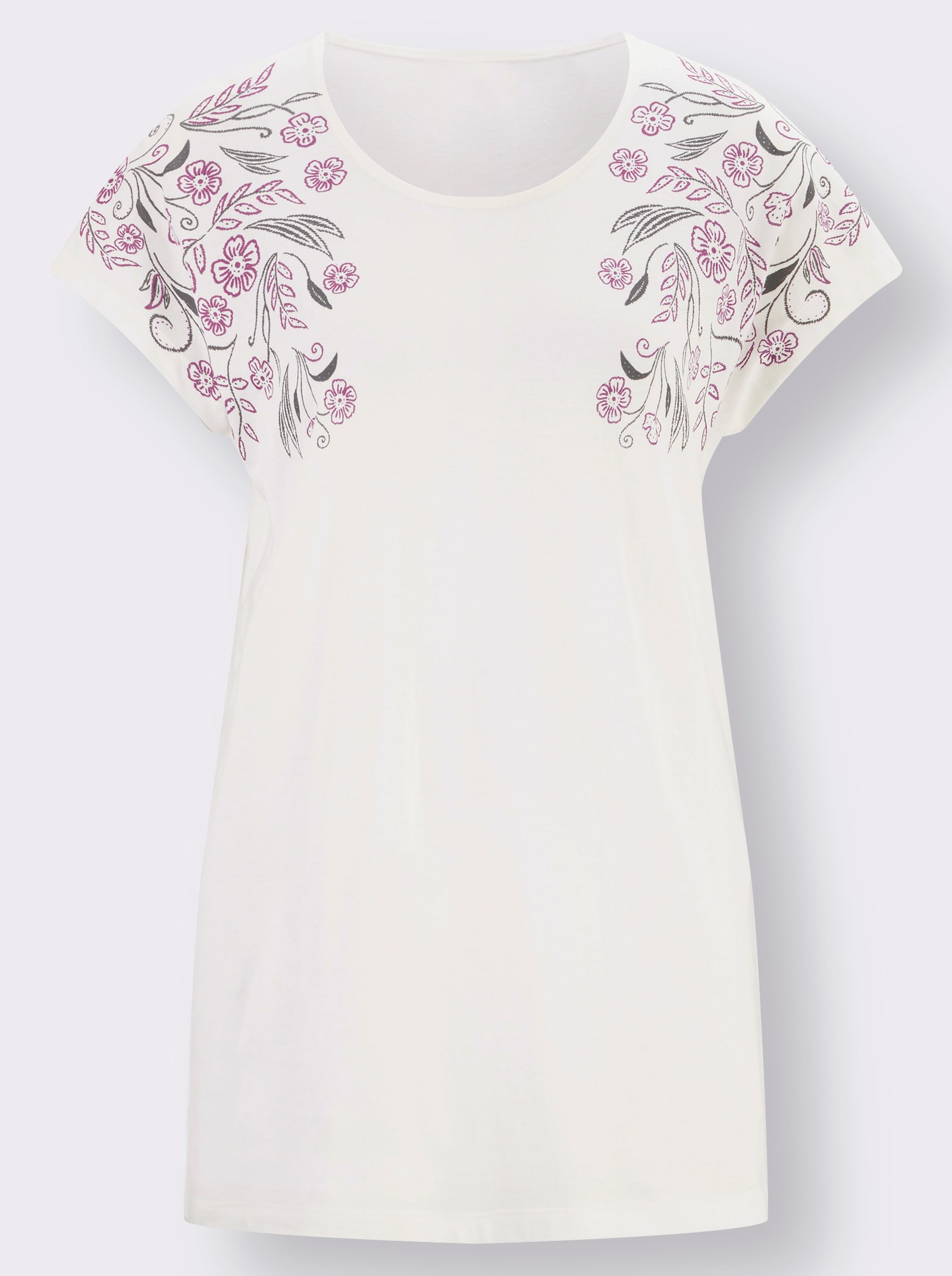 Longshirt mit Blümchen-Druck - ecru