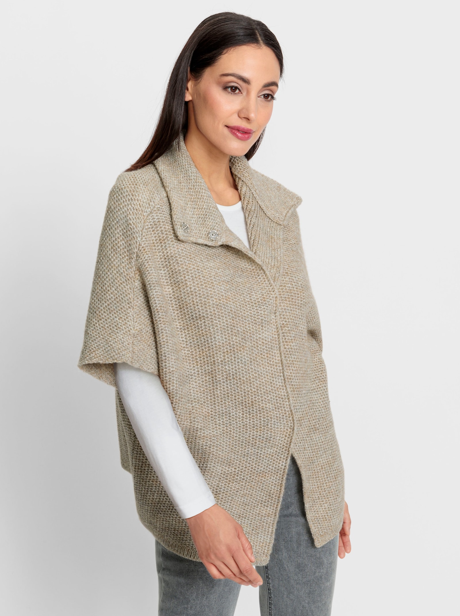 heine Strickjacke mit Stehkragen - champagner-beige-meliert