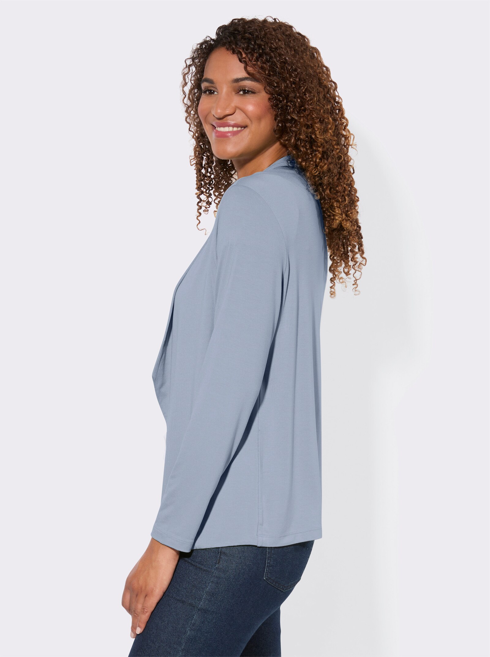 Shirtjacke mit Schalkragen - bleu
