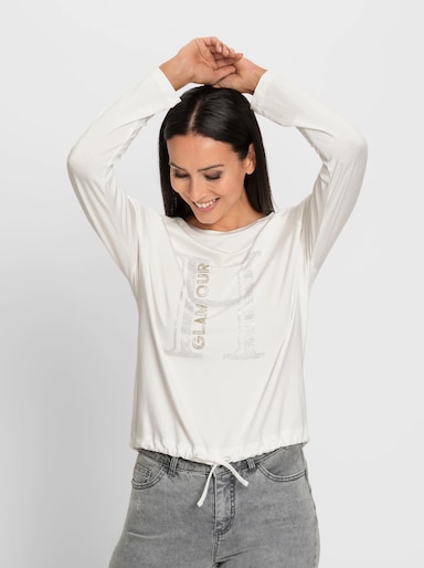 heine Rundhalsshirt mit Tunnelzug am Saum - ecru