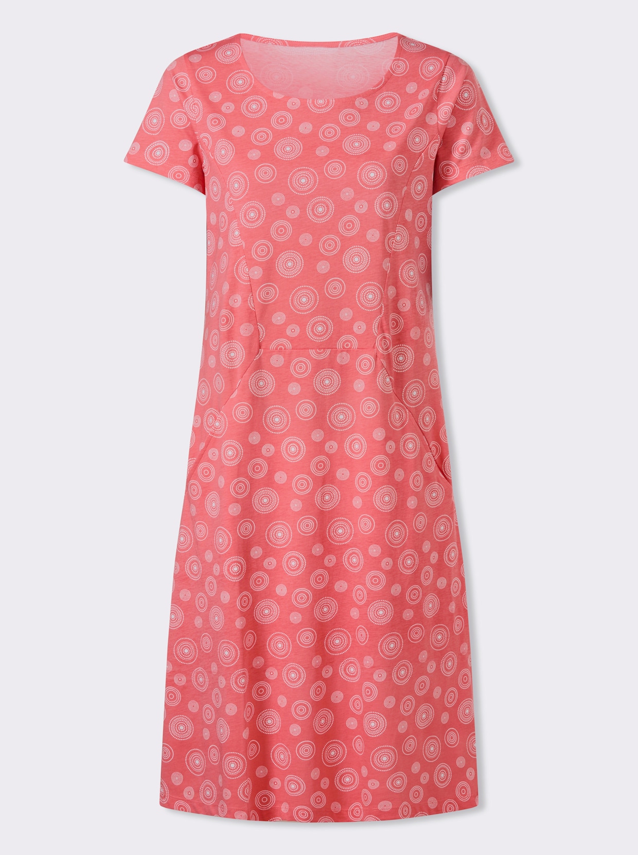 Jerseykleid mit Taschen - grapefruit-weiß-bedruckt